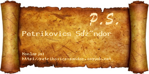 Petrikovics Sándor névjegykártya