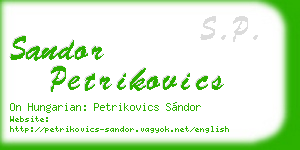 sandor petrikovics business card